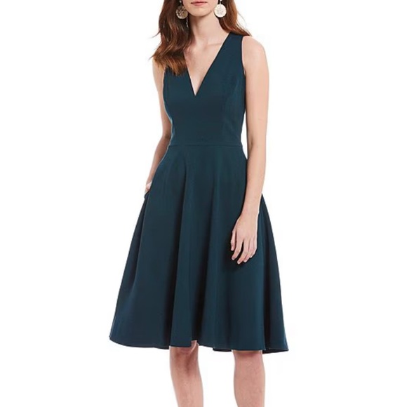 Dress The Population Catalina Crepe V-Neck Sleeveless A-Line Dress
